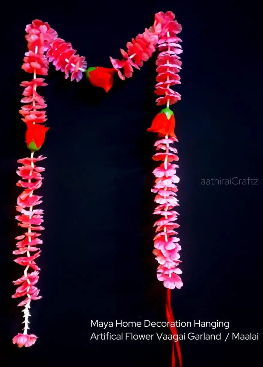 Maya Home Decoration Hanging Garland / Maalai - Pink Red Rose Mix - image 1