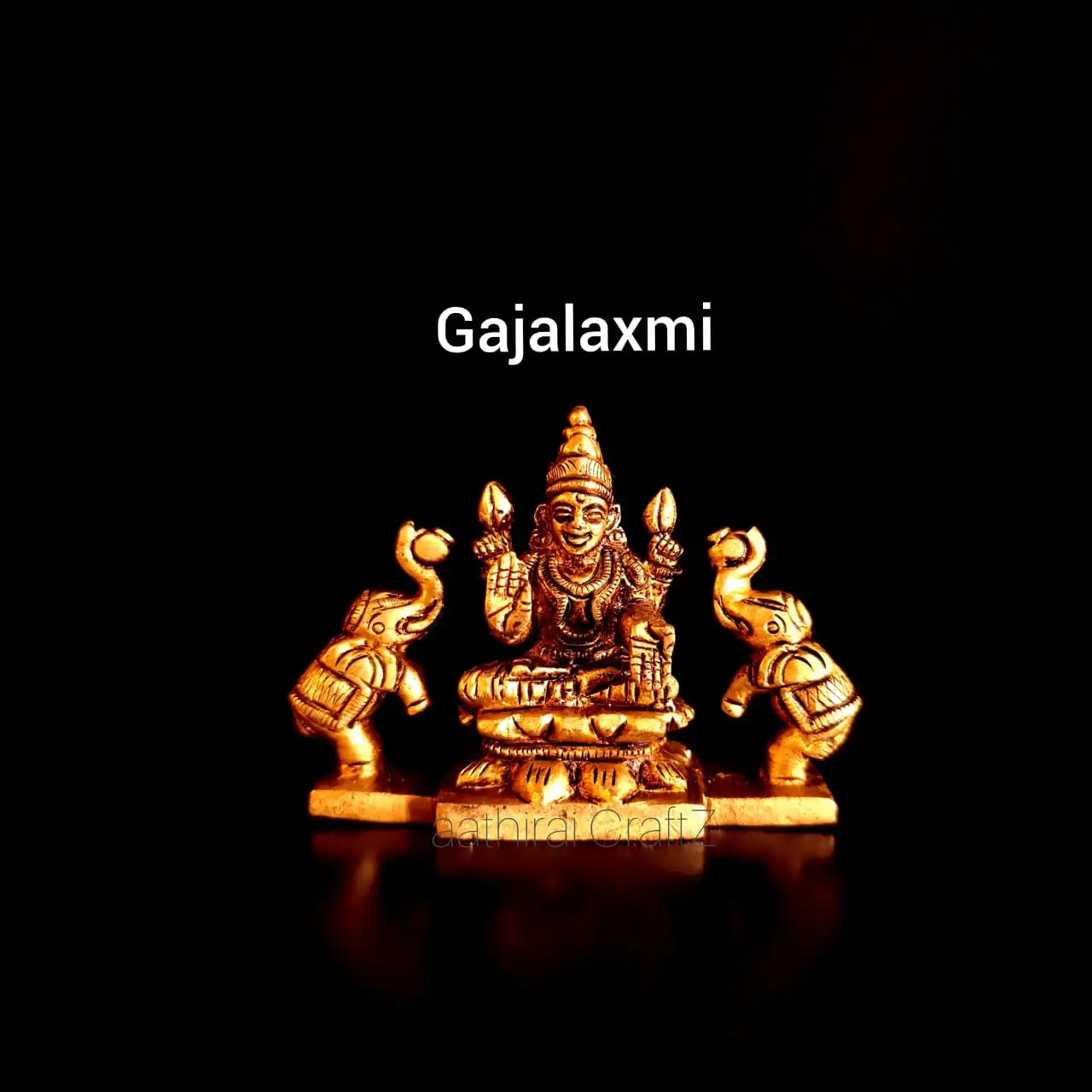 Gaja Laxmi / Lakshmi Statue Brass Antique Finish Gajalaxmi Brass Sculpture - Small - image 1