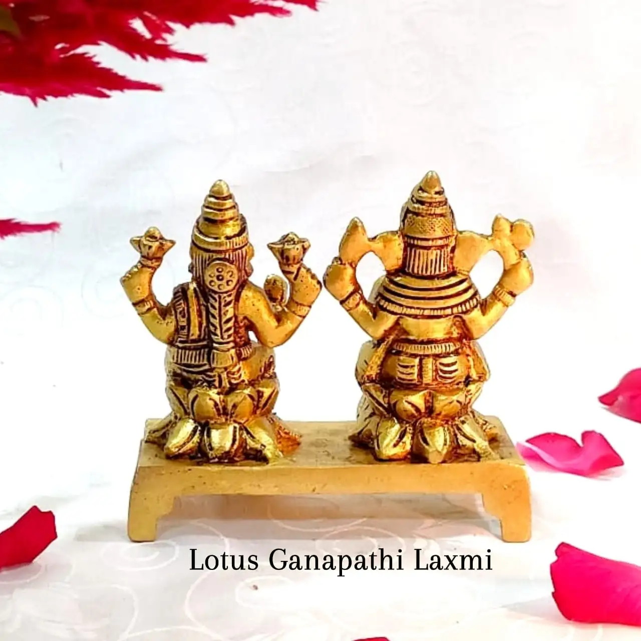 Lotus Ganapathi Laxmi Brass Antique Finish - image 2