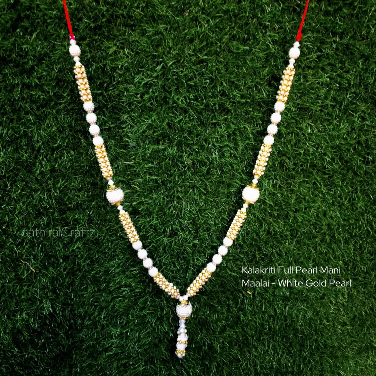 Kalakriti Full Pearl Mani Maalai -White Gold Pearl - image 1