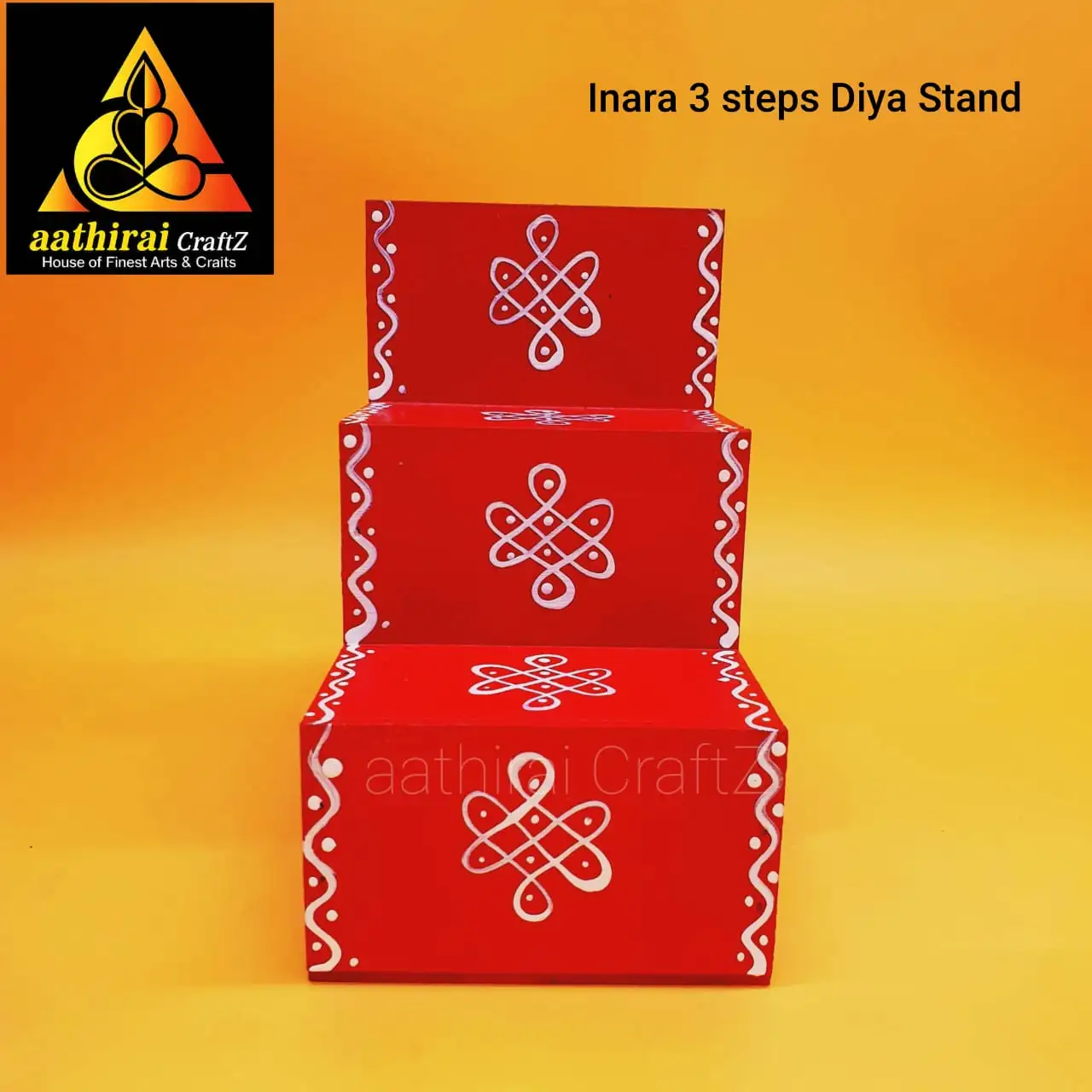 Inara 3 Steps Diya Stand / Rangoli Design Stand - image 1