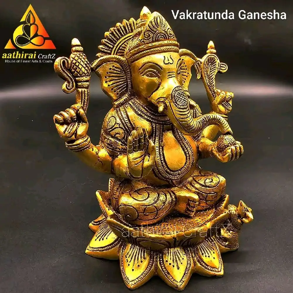 Vakratunda Ganapathi / Ganesha / Vinayagar Brass Antique Finish - image 2