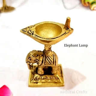 Elephant Vilakku / Lamp Brass Antique Finish - image 2