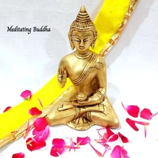 Meditating Buddha Brass Antique Finish Buddha Brass Sculpture - image 2